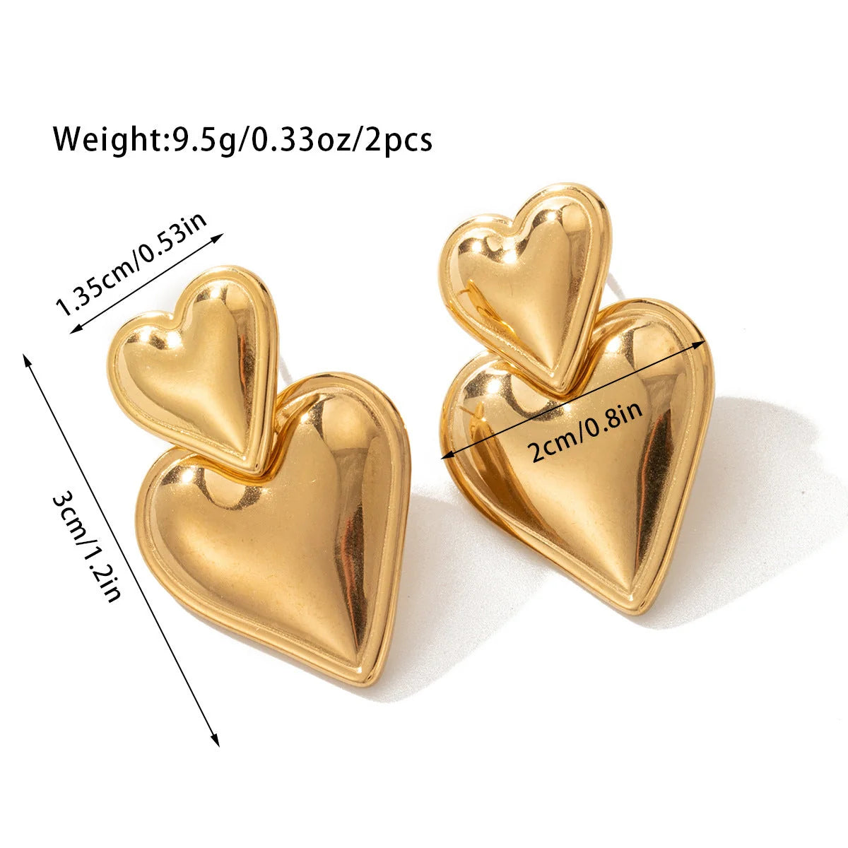 Peach heart earrings