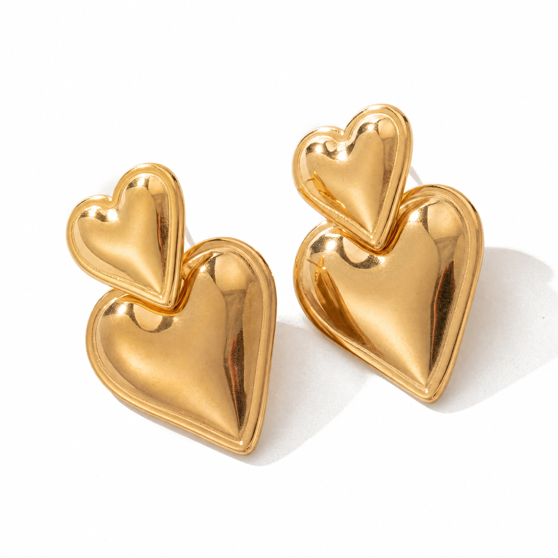 Peach heart earrings