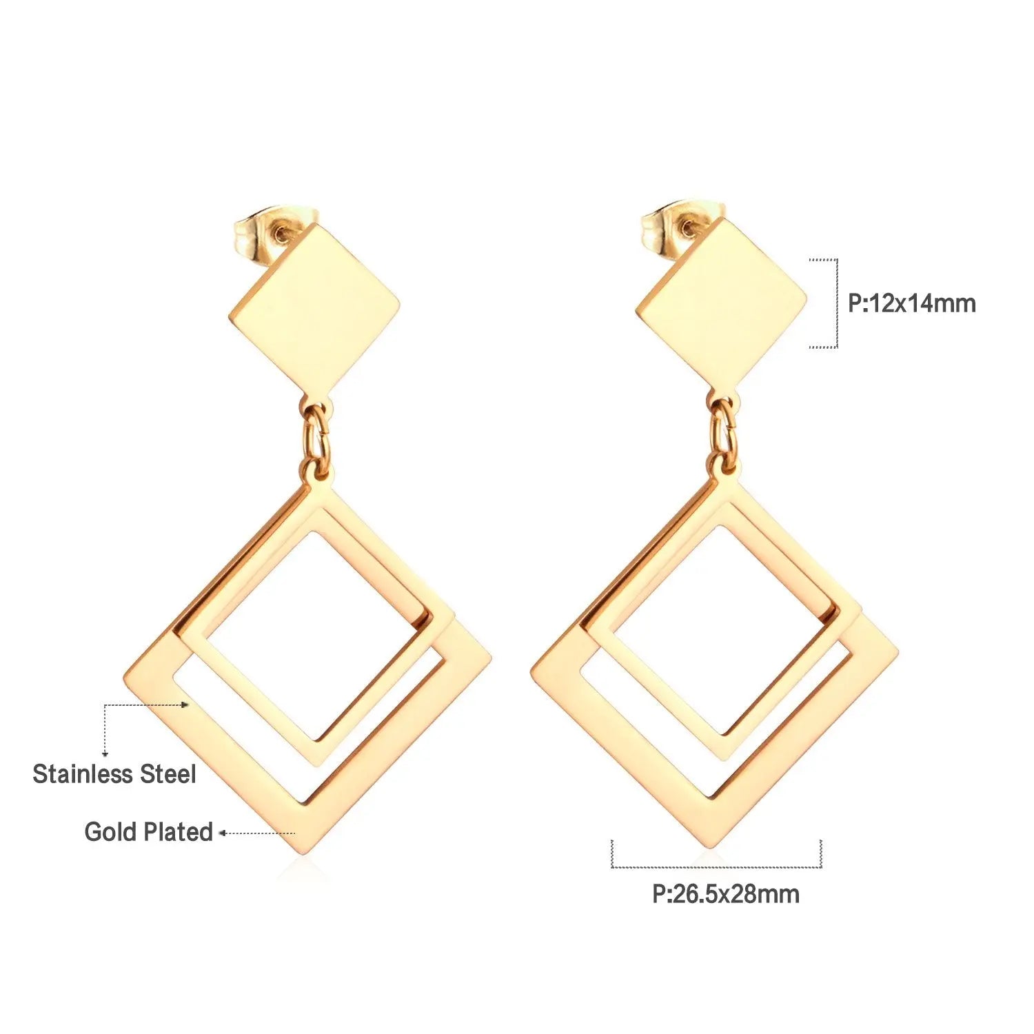Imperial Square Triangle Earrings