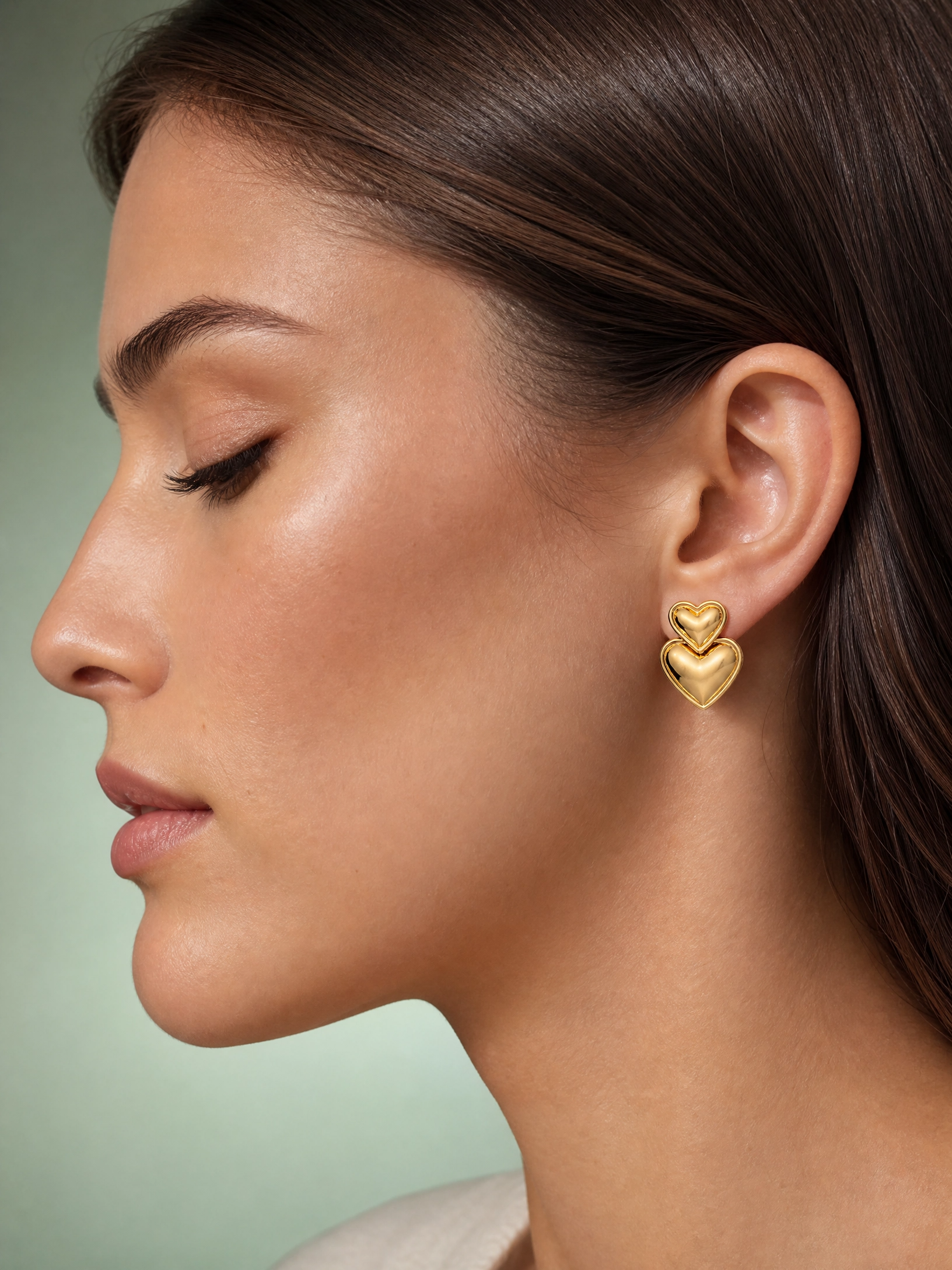 Peach heart earrings