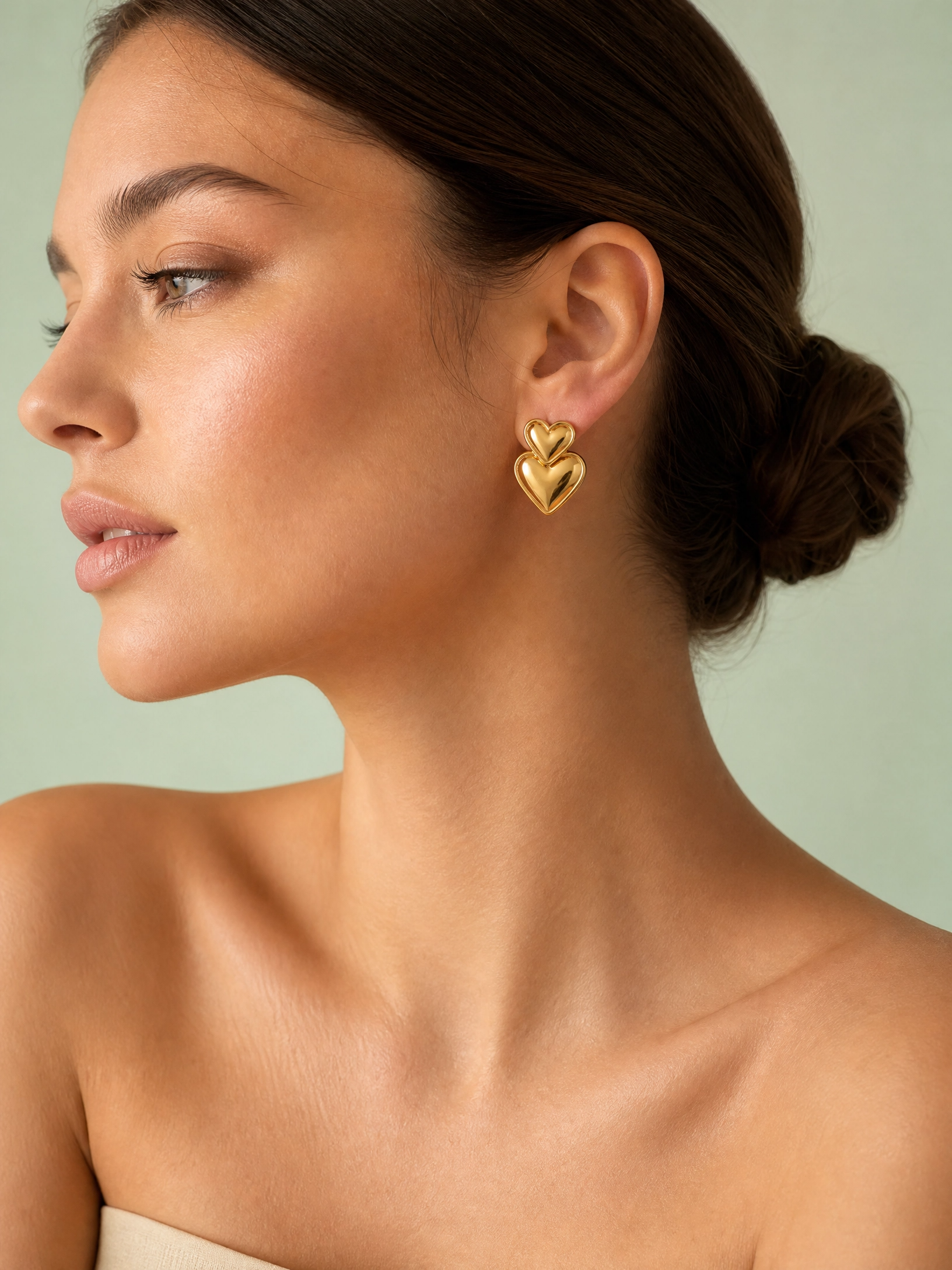 Peach heart earrings