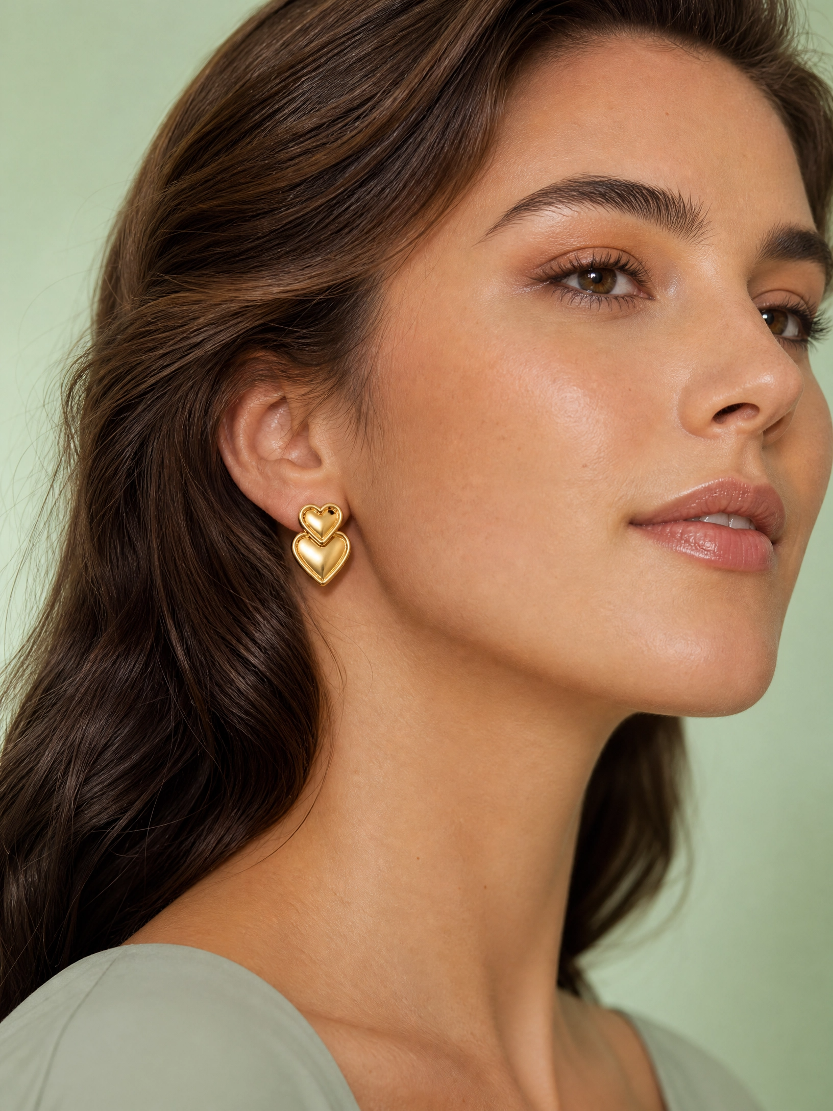 Peach heart earrings